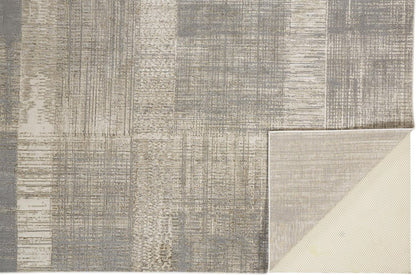 4' X 6' Gray and Ivory Abstract Non Skid Area Rug