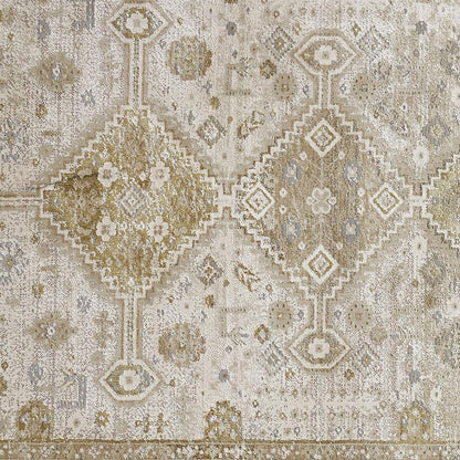 4' X 6' Gold and Ivory Floral Non Skid Area Rug