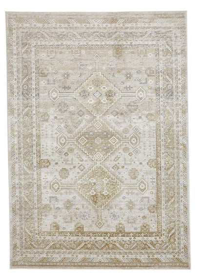 4' X 6' Gold and Ivory Floral Non Skid Area Rug