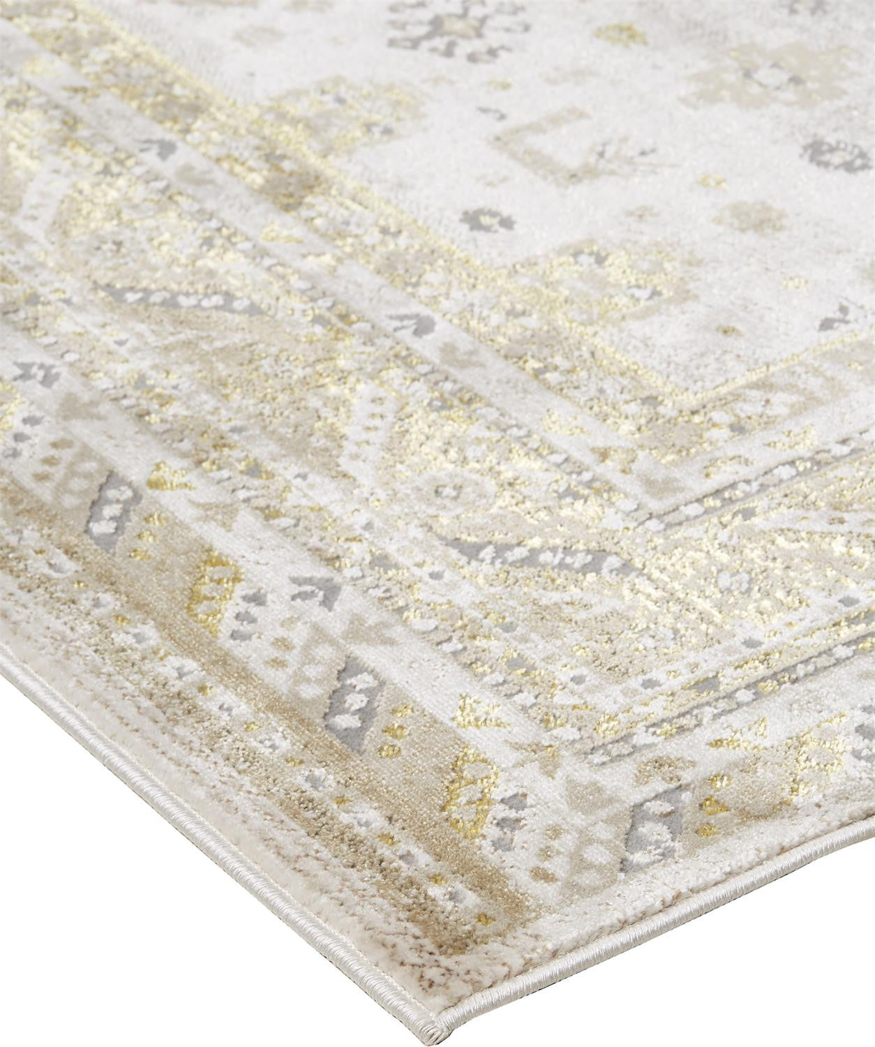 8' X 10' Gold And Ivory Floral Area Rug