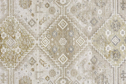 4' X 6' Gold and Ivory Floral Non Skid Area Rug