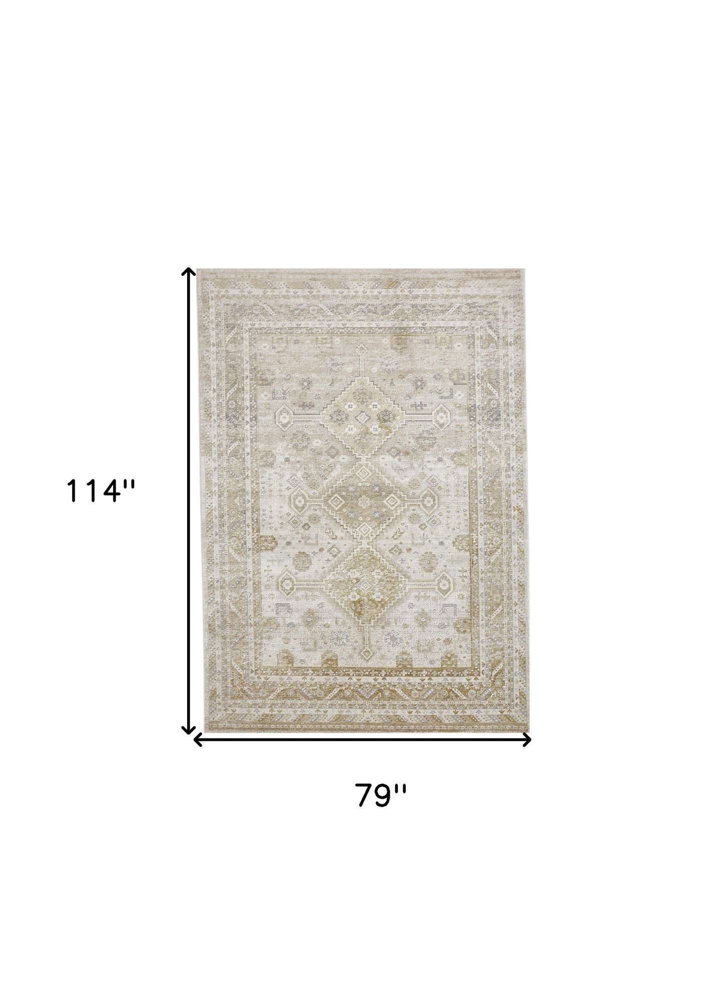 8' X 10' Gold And Ivory Floral Area Rug