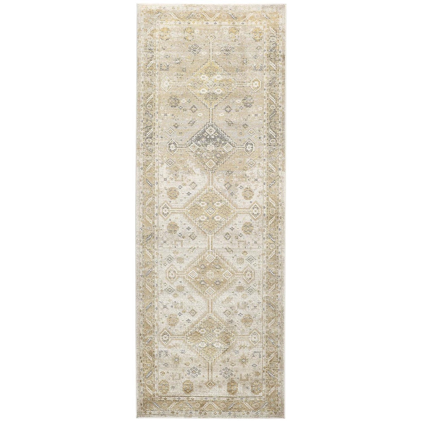 8' X 10' Gold And Ivory Floral Area Rug