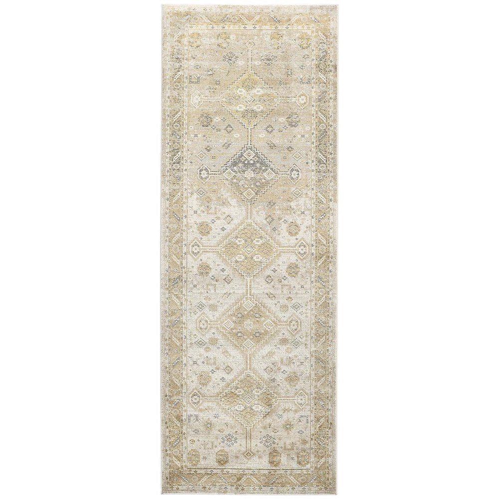 4' X 6' Gold and Ivory Floral Non Skid Area Rug