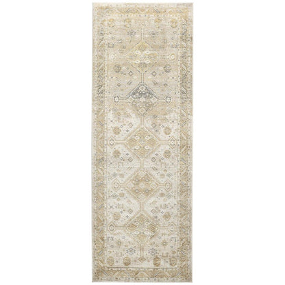 4' X 6' Gold and Ivory Floral Non Skid Area Rug