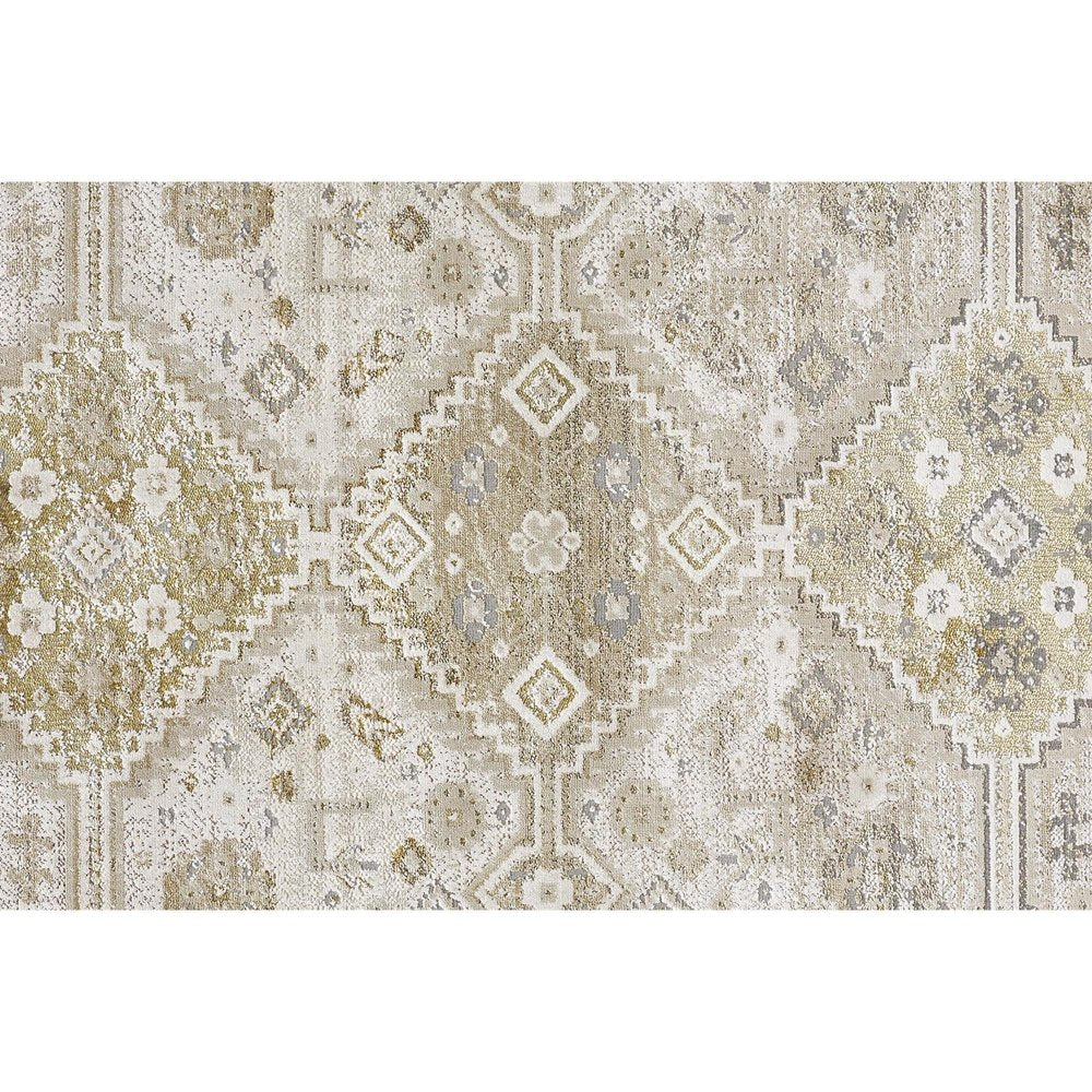 4' X 6' Gold and Ivory Floral Non Skid Area Rug