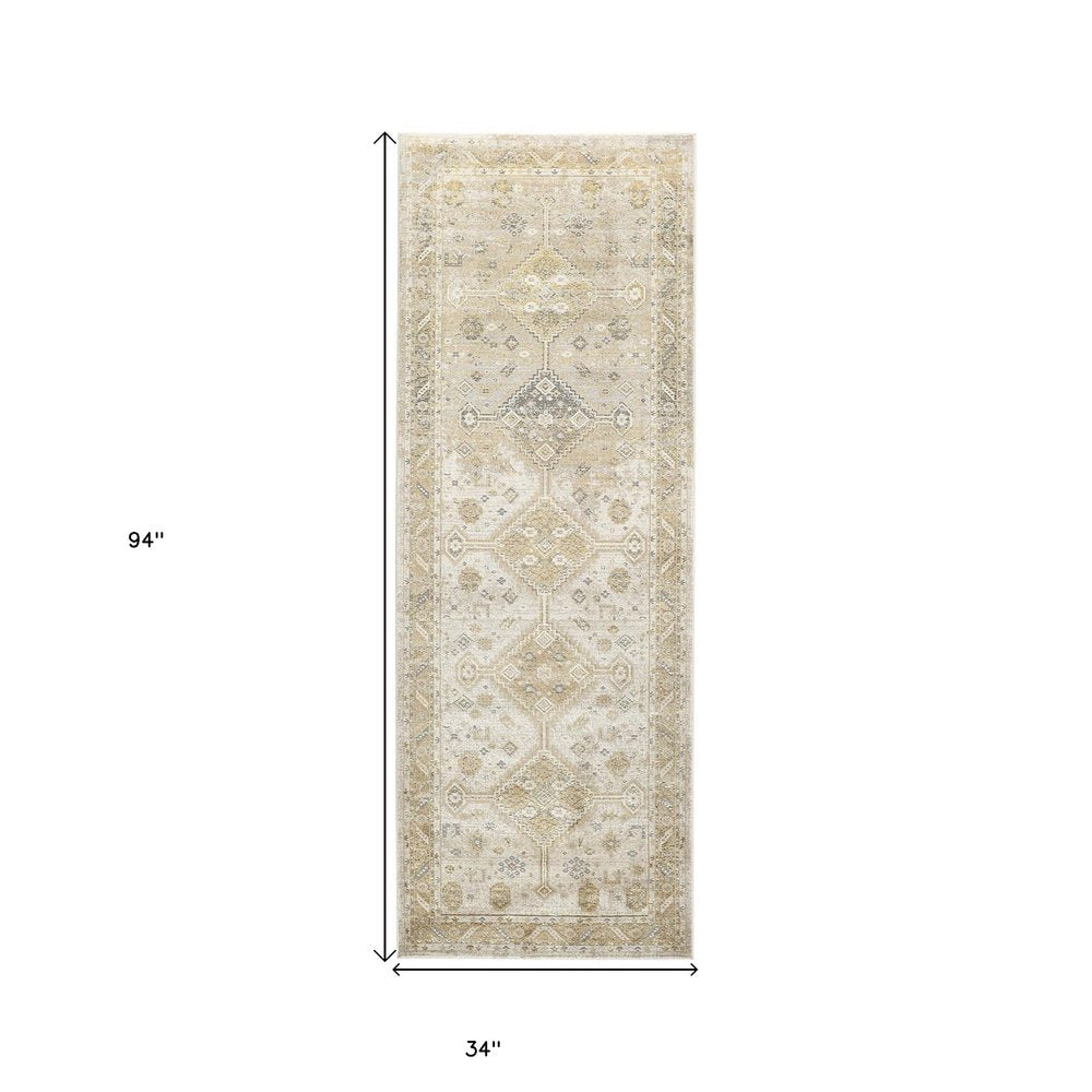 4' X 6' Gold and Ivory Floral Non Skid Area Rug