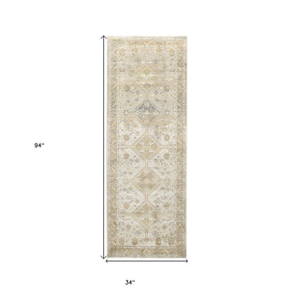 4' X 6' Gold and Ivory Floral Non Skid Area Rug