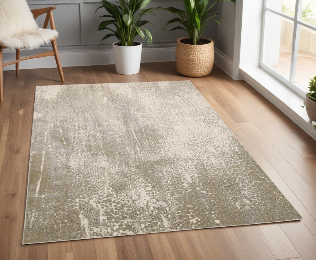 4' X 6' Gray and Ivory Abstract Non Skid Area Rug