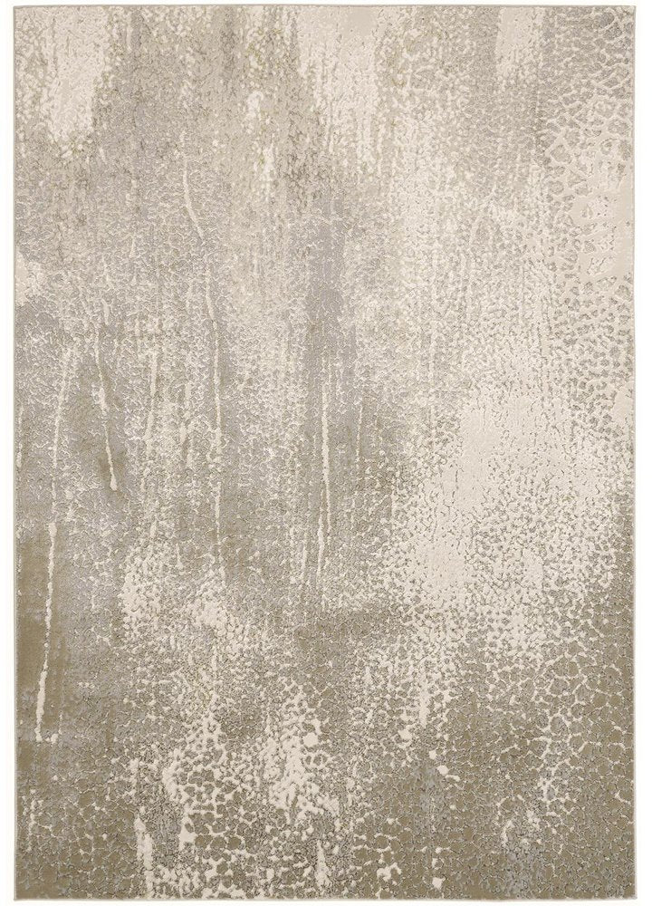 4' X 6' Gold Gray And Ivory Abstract Area Rug