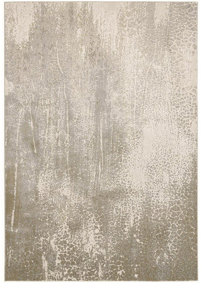 4' X 6' Gold Gray And Ivory Abstract Area Rug