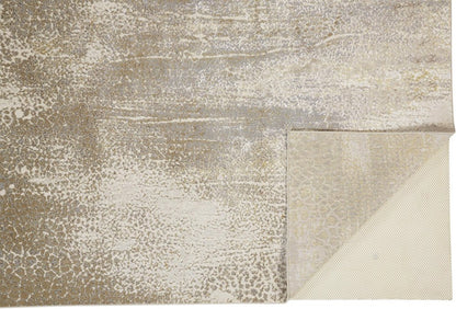 4' X 6' Gold Gray And Ivory Abstract Area Rug