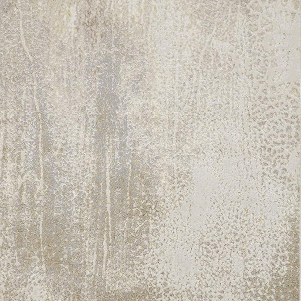 4' X 6' Ivory Gray And Gold Abstract Area Rug