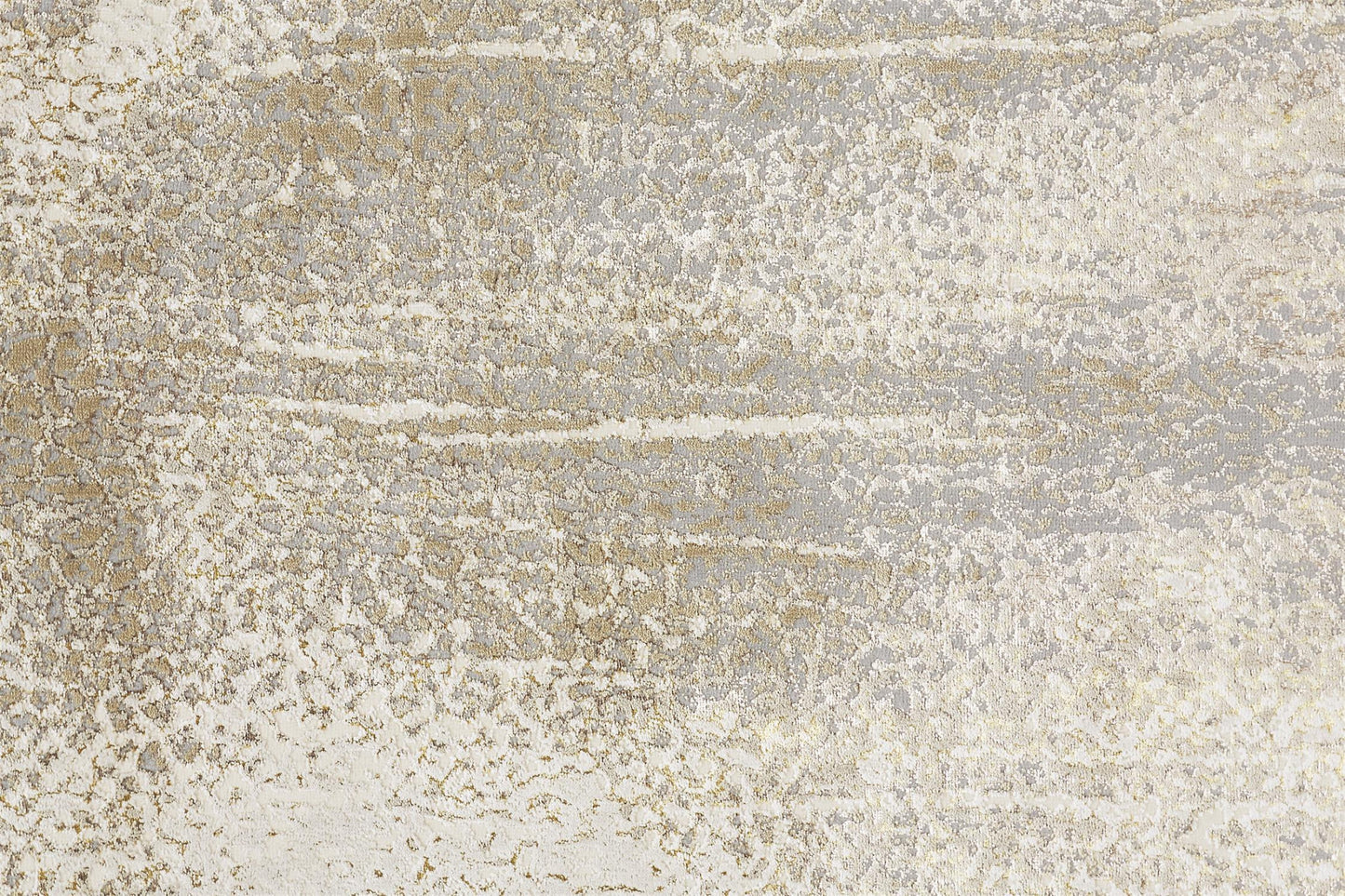 9' X 12' Ivory Gray And Gold Abstract Area Rug