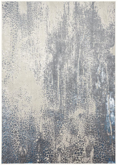 4' X 6' Ivory Gray And Blue Abstract Area Rug