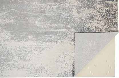 4' X 6' Ivory Gray And Blue Abstract Area Rug