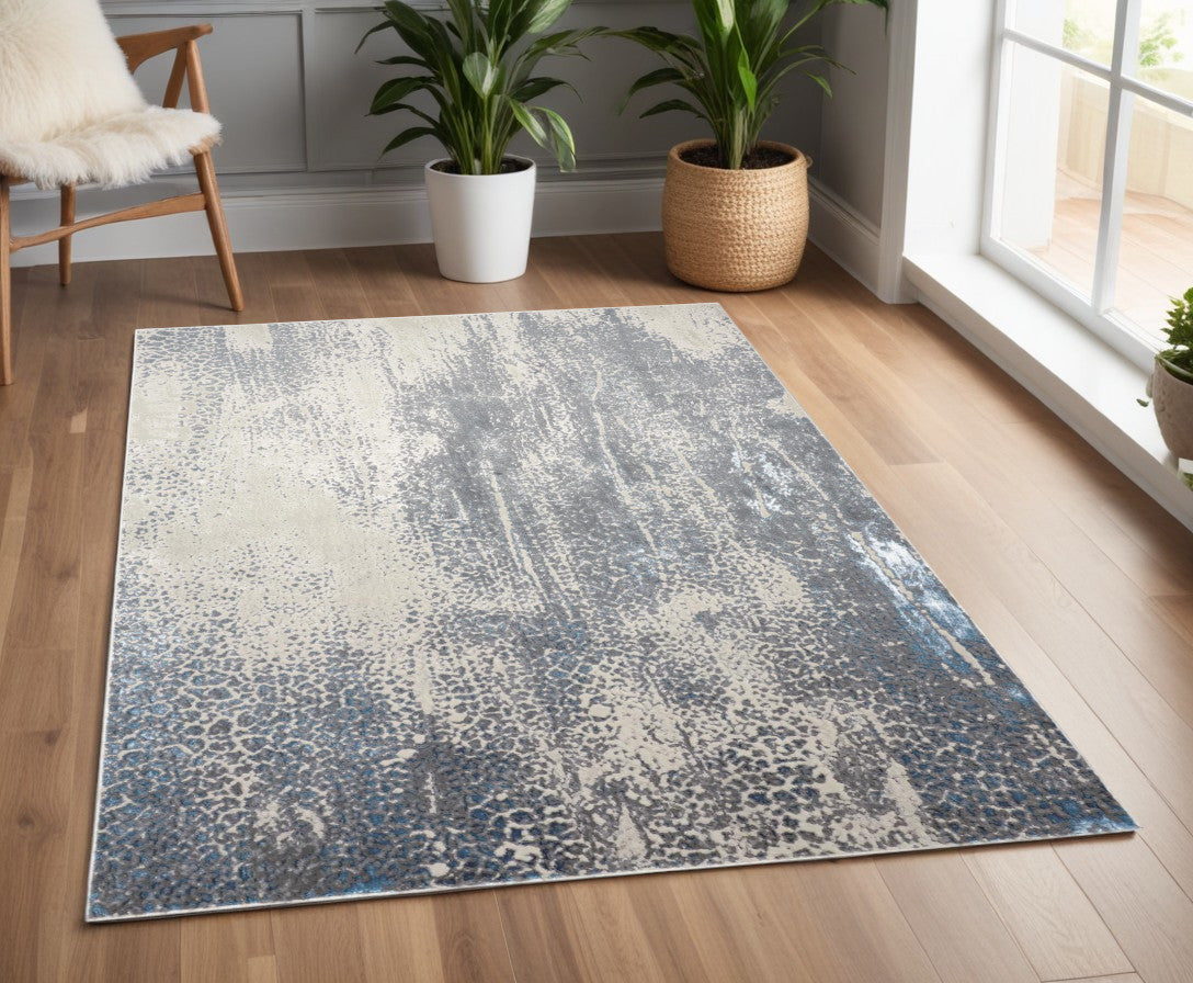 4' X 6' Gray and Ivory Abstract Non Skid Area Rug