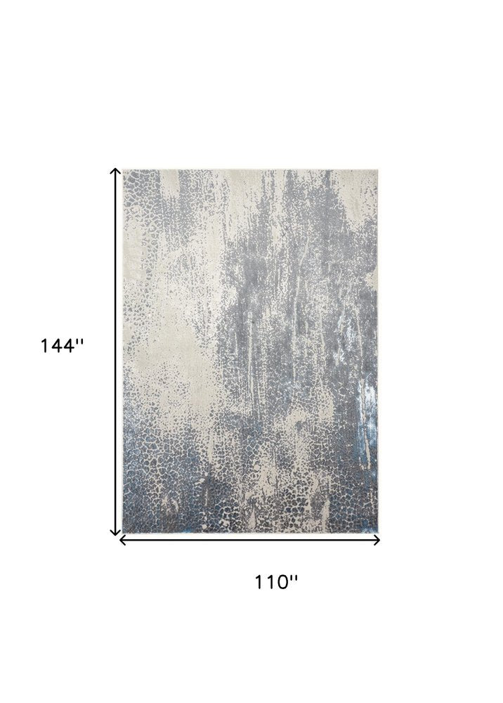 4' X 6' Ivory Gray And Blue Abstract Area Rug