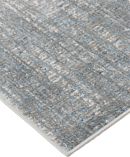 5' X 8' Blue And Gray Abstract Area Rug