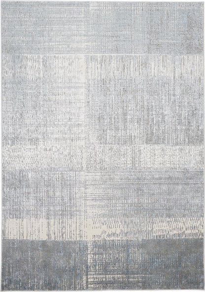 5' X 8' Blue And Gray Abstract Area Rug