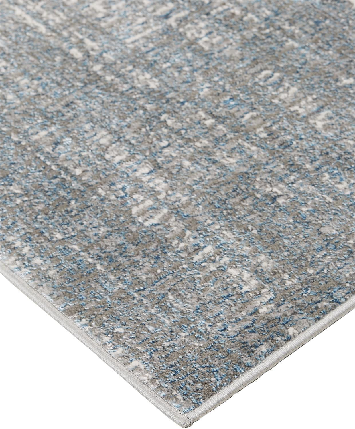 5' X 8' White Gray And Blue Abstract Stain Resistant Area Rug