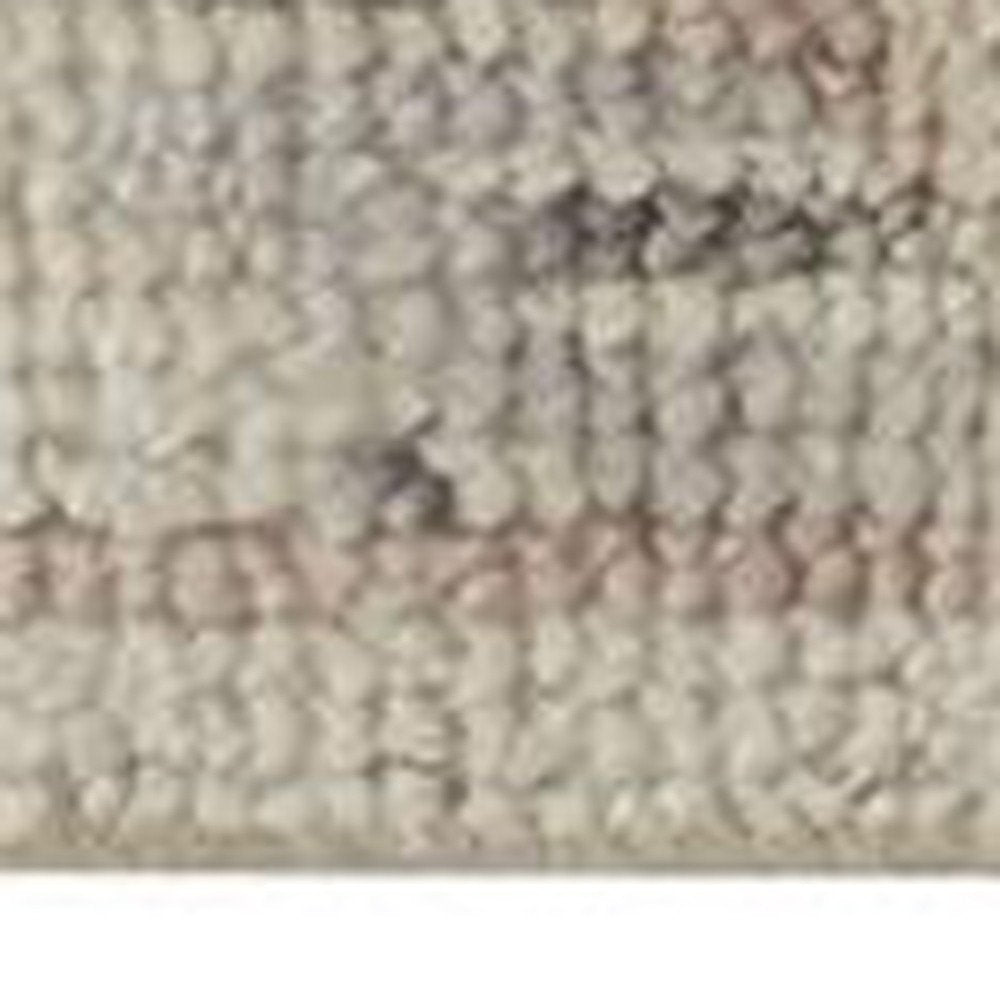 8' X 10' Ivory Gray And Blue Wool Floral Hand Knotted Stain Resistant Area Rug