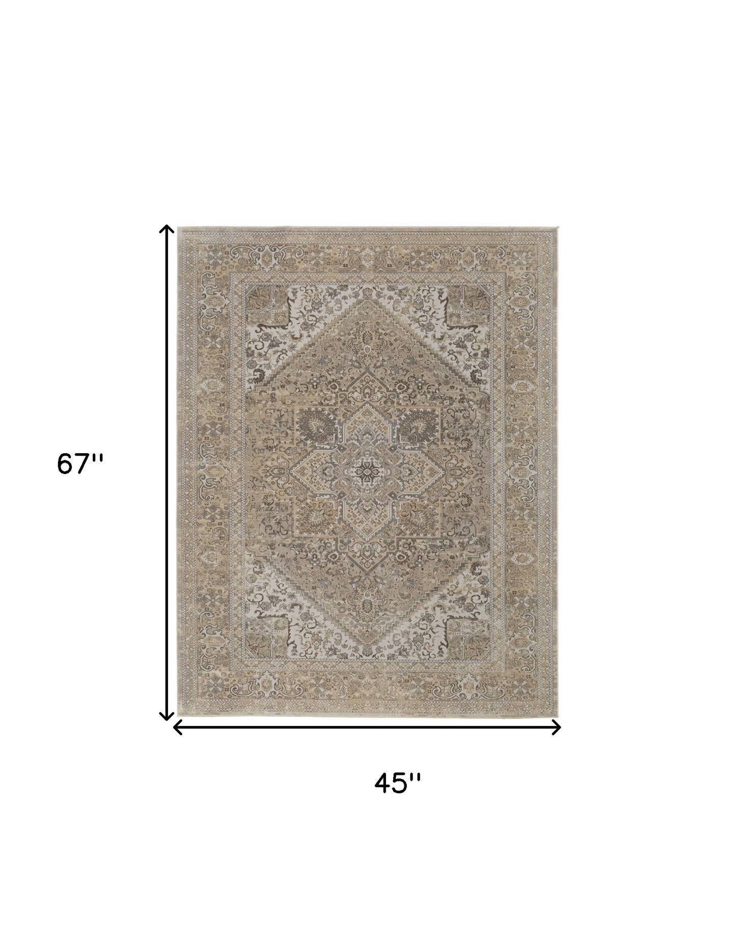 9' X 12' Tan Brown And Ivory Floral Power Loom Distressed Area Rug