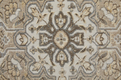10' X 14' Brown And Ivory Medallion Distressed Area Rug