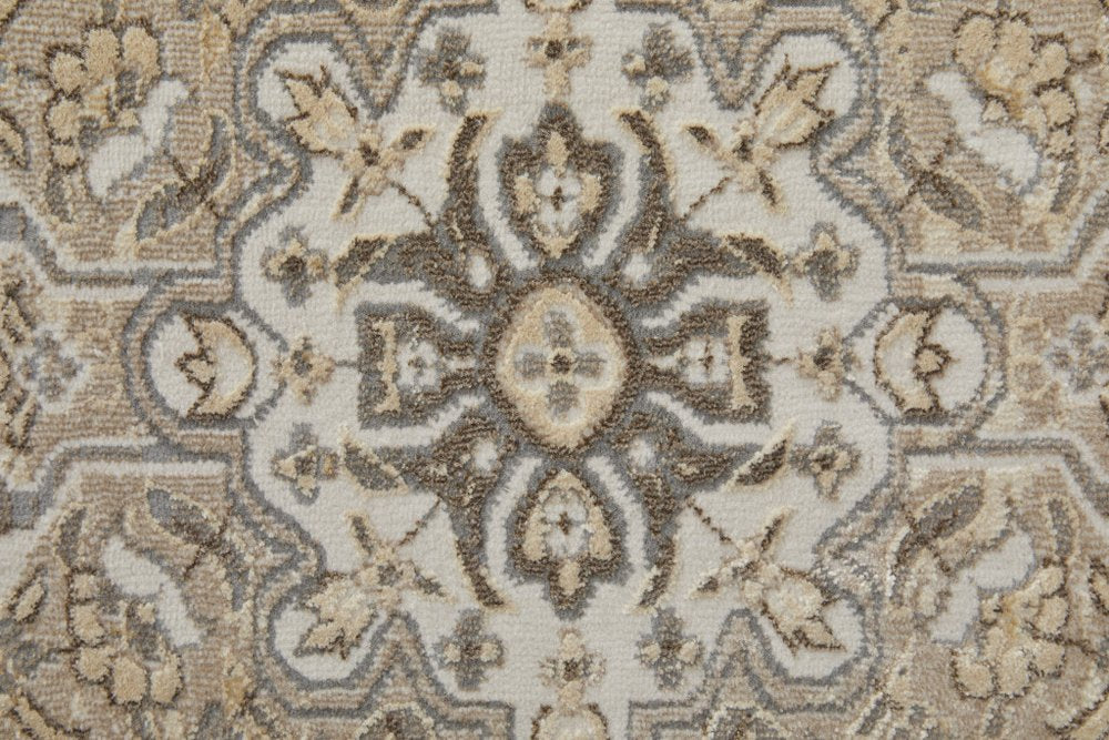 4' X 6' Tan Brown And Gray Medallion Distressed Area Rug