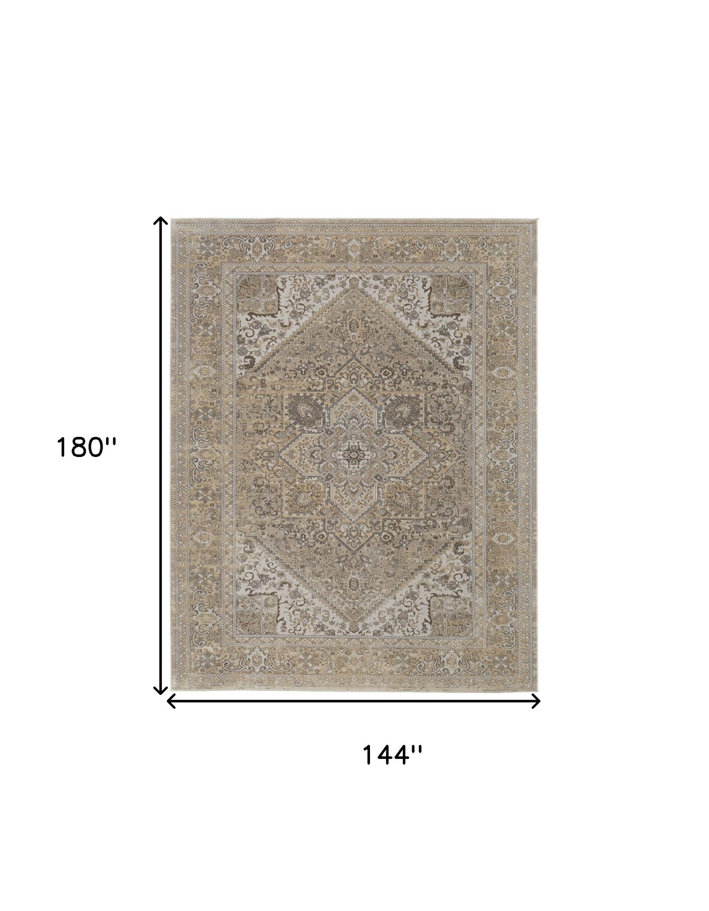 8' X 10' Brown Ivory And Tan Floral Power Loom Distressed Area Rug