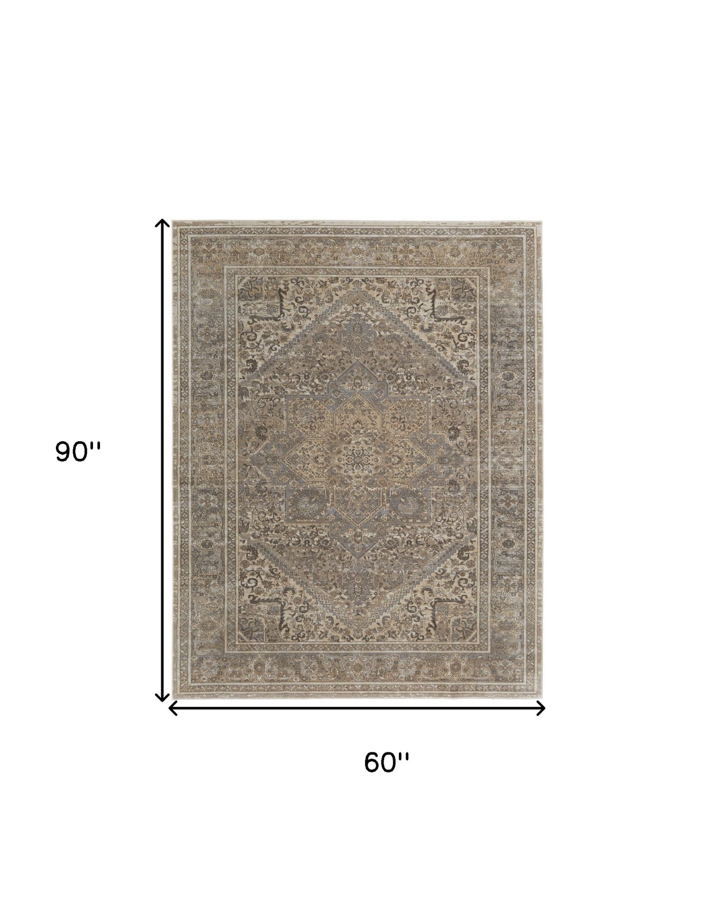 9' X 12' Tan Brown And Ivory Floral Power Loom Distressed Area Rug