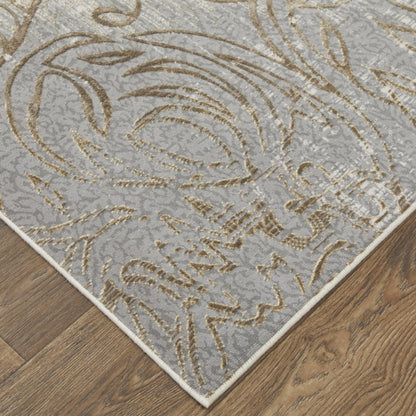 4' X 6' Tan And Gray Medallion Area Rug