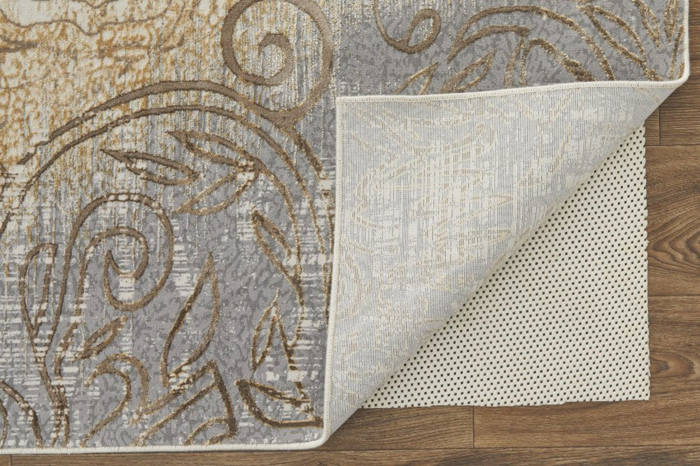 4' X 6' Tan And Gray Medallion Area Rug