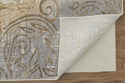 4' X 6' Tan And Gray Medallion Area Rug