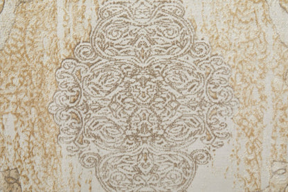 4' X 6' Tan And Gray Medallion Area Rug