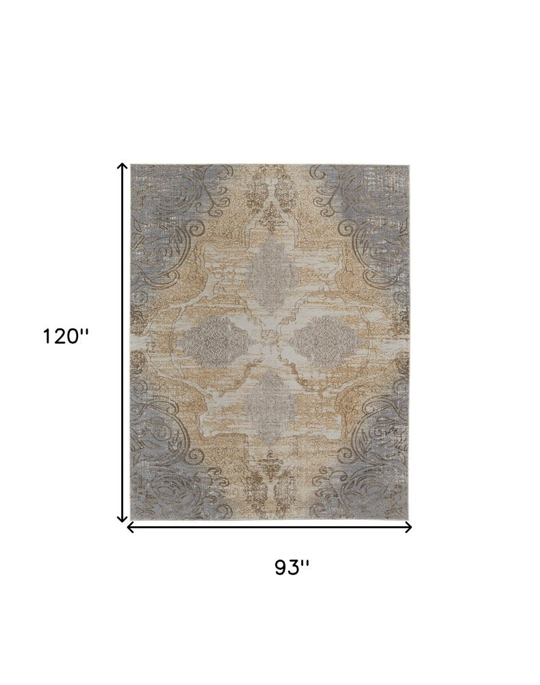 4' X 6' Tan And Gray Medallion Area Rug