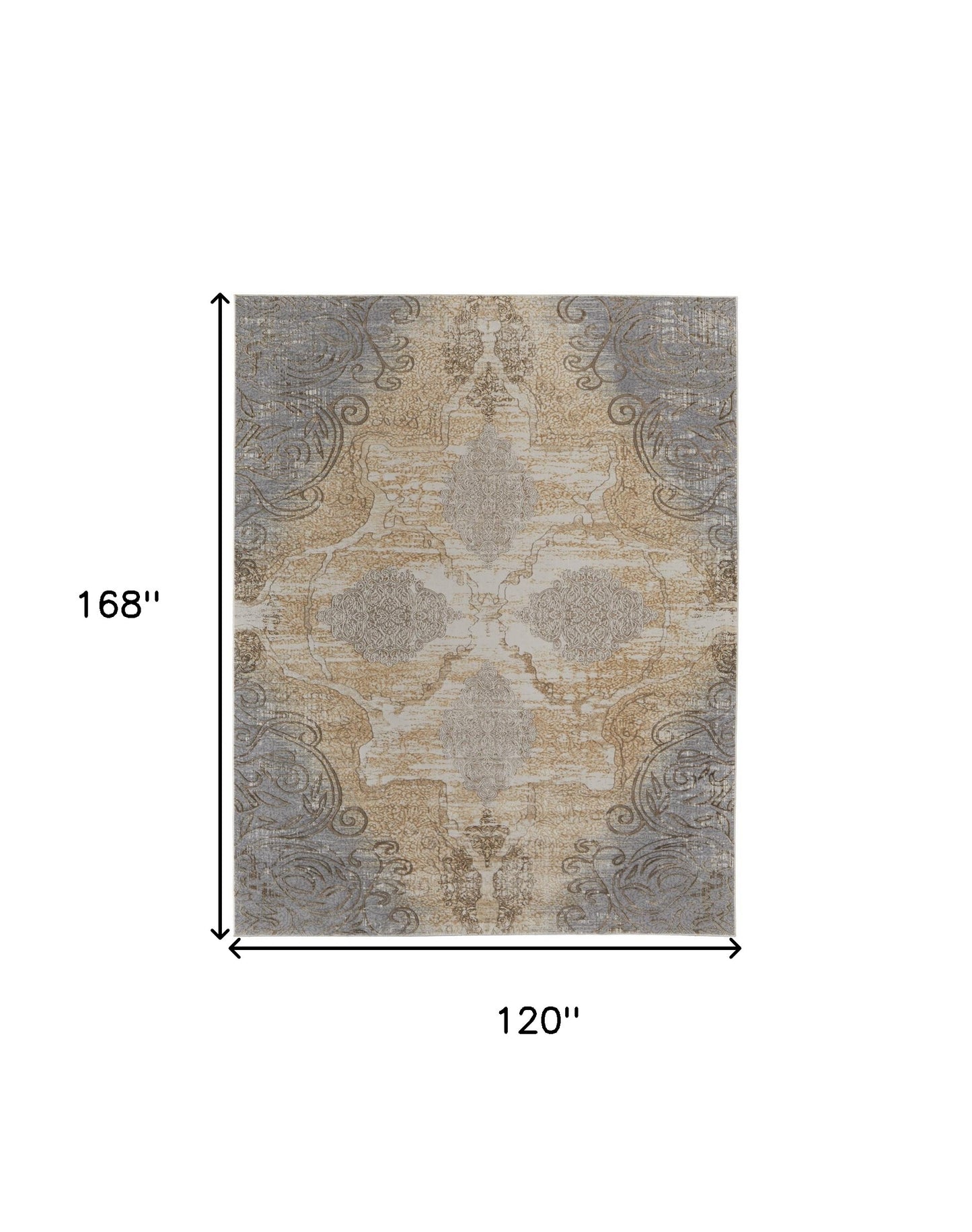 4' X 6' Silver Tan And Gray Floral Power Loom Area Rug