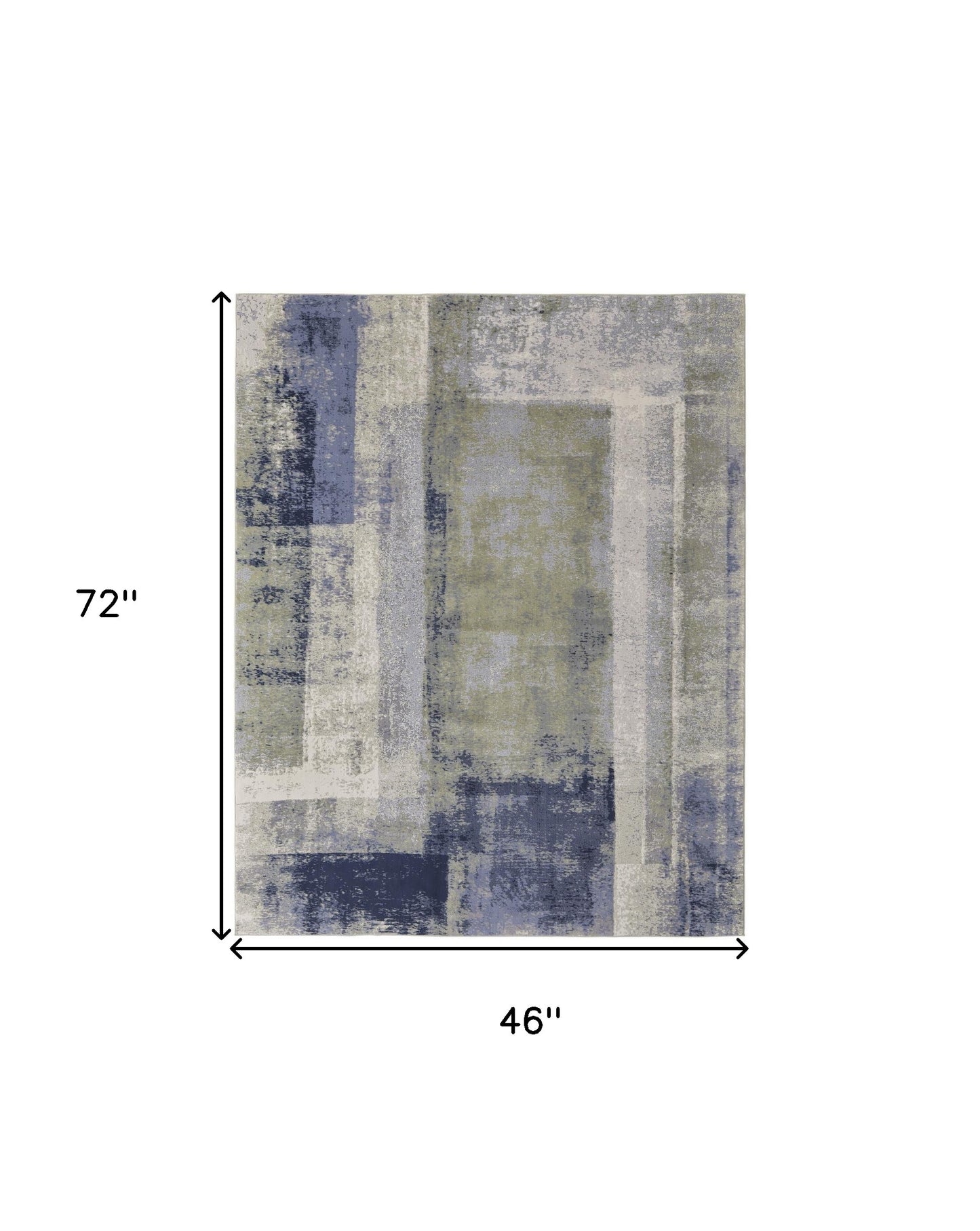 2' X 3' Blue Green And Ivory Abstract Power Loom Distressed Area Rug