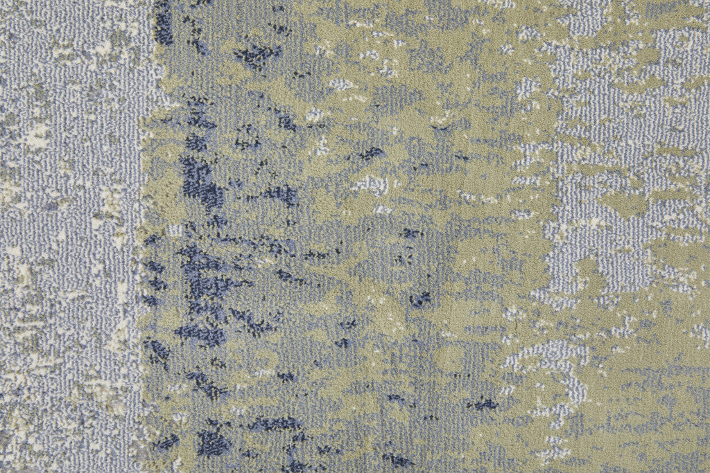 2' X 3' Blue Green And Ivory Abstract Power Loom Distressed Area Rug