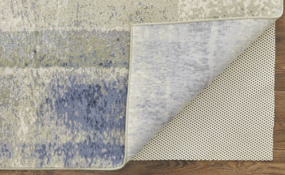 4' X 6' Blue Green And Ivory Abstract Distressed Area Rug