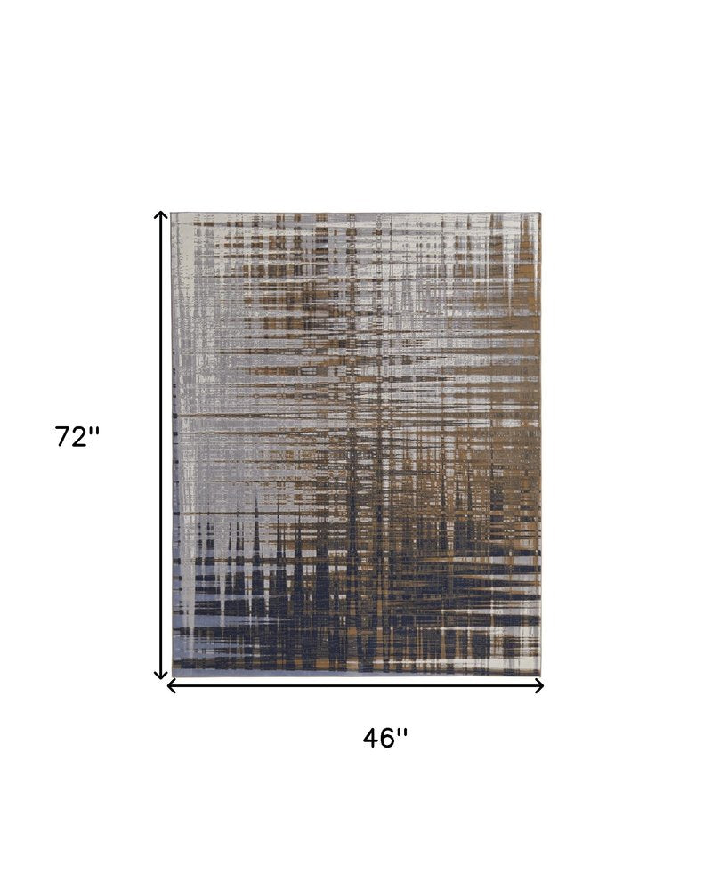 4' X 6' Blue Orange And Gray Abstract Area Rug