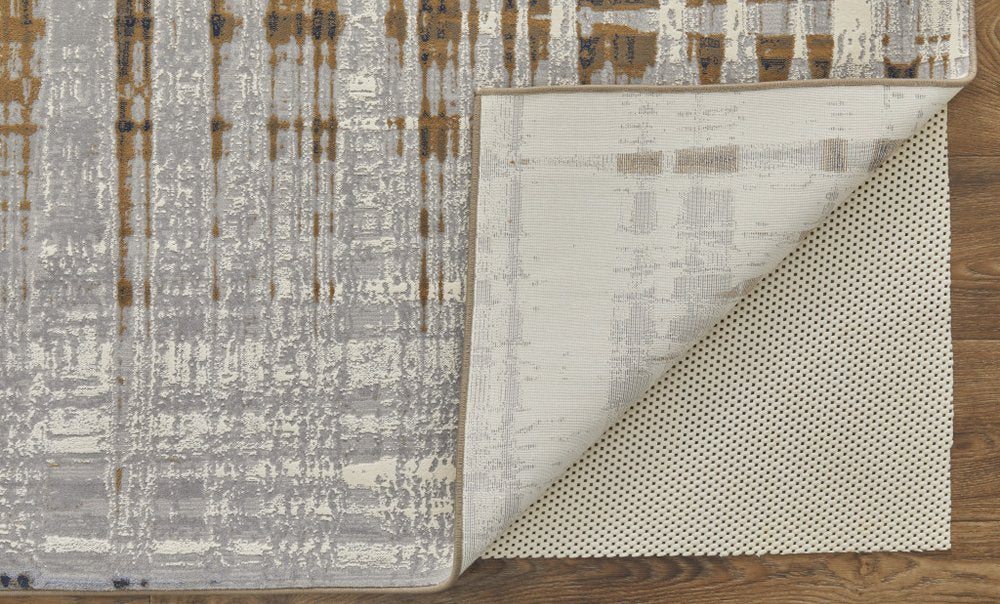 4' X 6' Blue Orange And Gray Abstract Area Rug