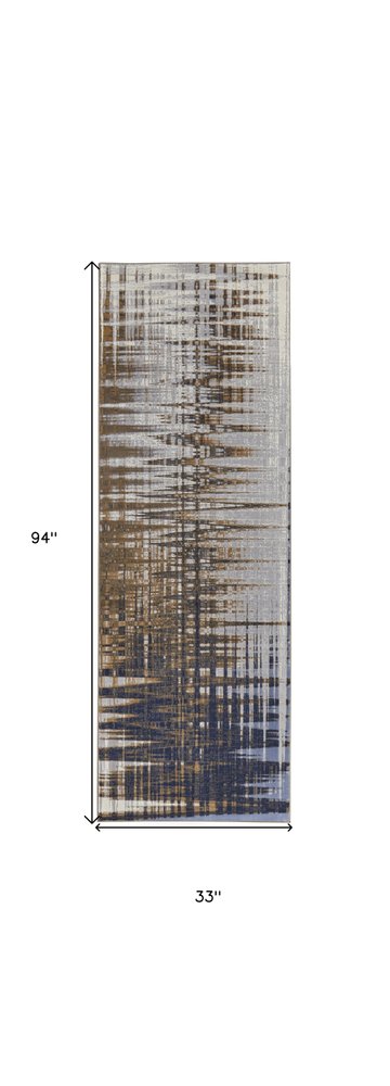 4' X 6' Blue Orange And Gray Abstract Area Rug