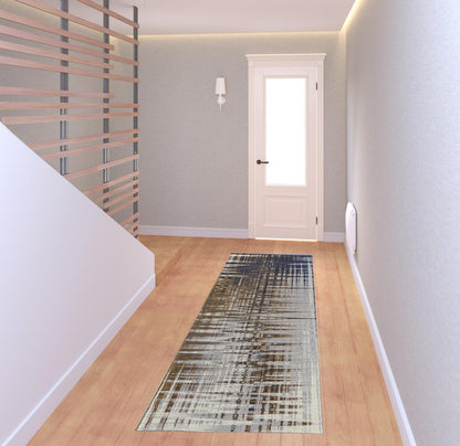 4' X 6' Blue Orange And Gray Abstract Area Rug