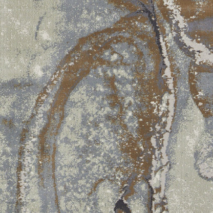 8' Gray And Brown Marble Runner Rug