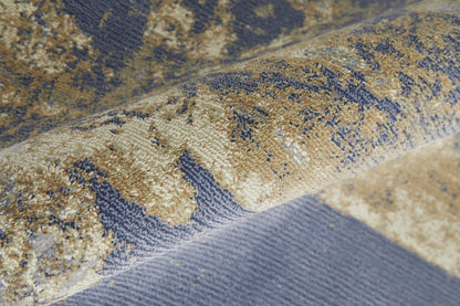 4' X 6' Blue Gray And Tan Abstract Distressed Area Rug