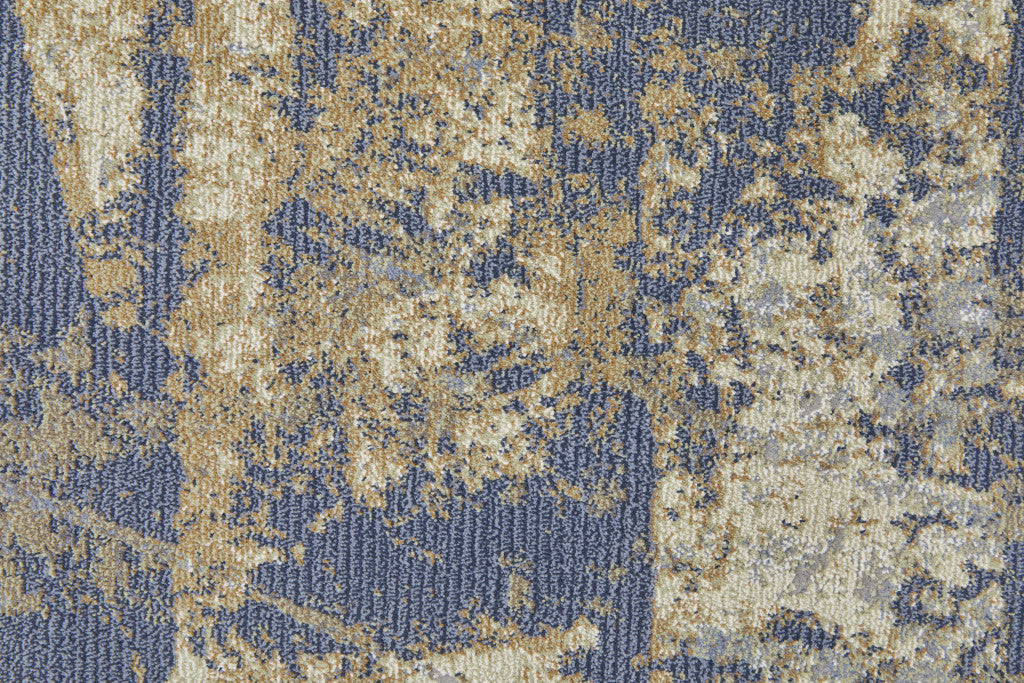 8' X 10' Blue and Gray Abstract Power Loom Distressed Area Rug