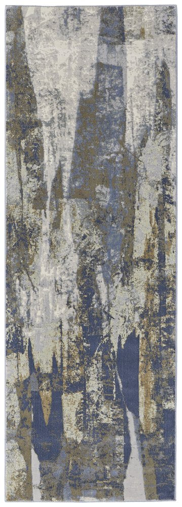 4' X 6' Blue Gray And Tan Abstract Distressed Area Rug