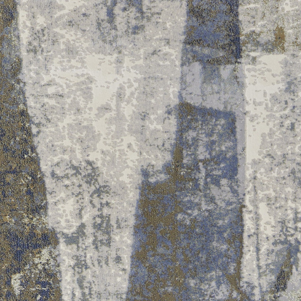 8' X 10' Blue and Gray Abstract Power Loom Distressed Area Rug