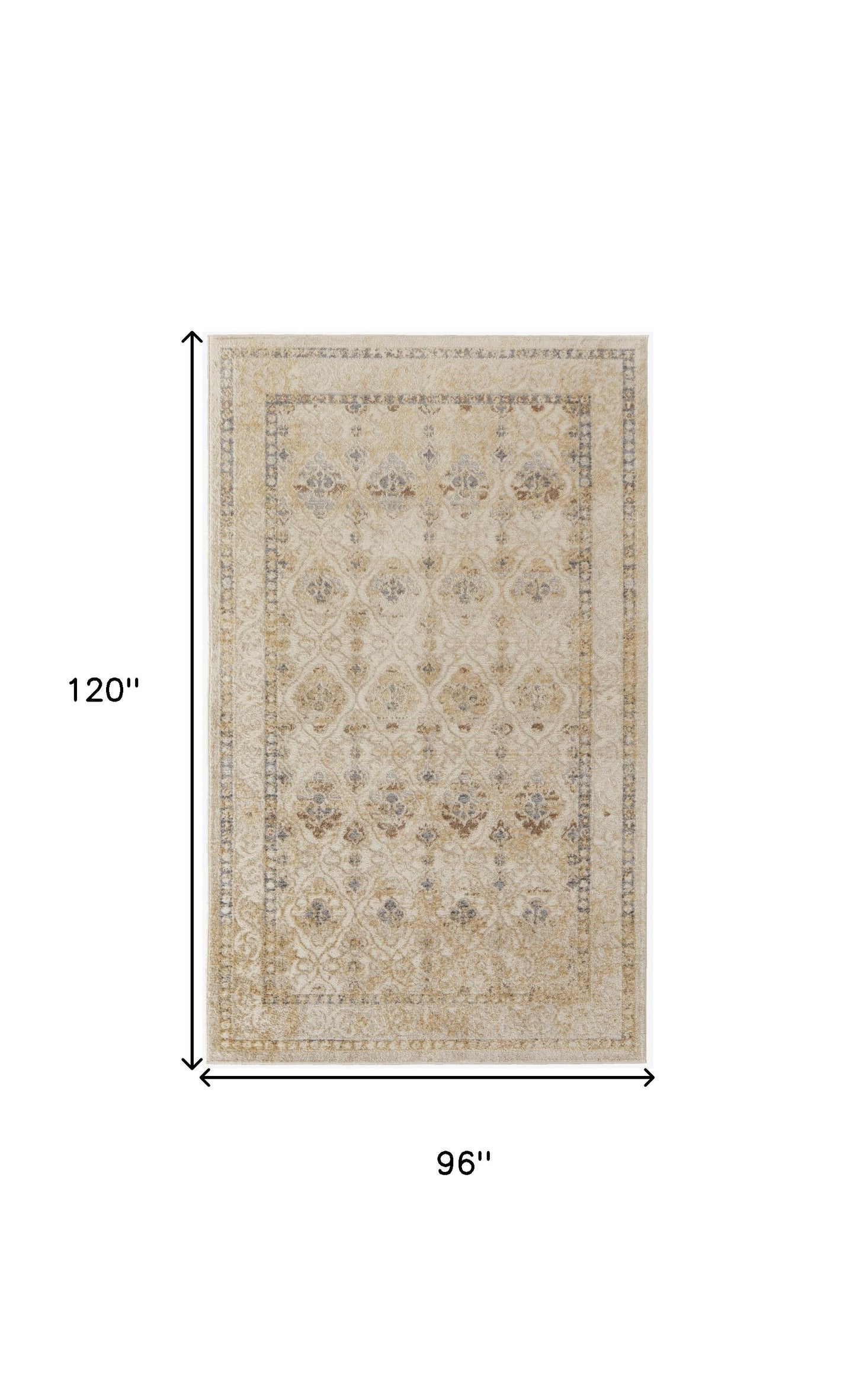 8' X 10' Blue And Ivory Geometric Power Loom Distressed Area Rug